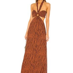 Ronny Kobo Sonnet Dress In Brown Clay Multi XS NWT